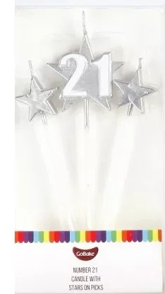 Number 21 Star Candle